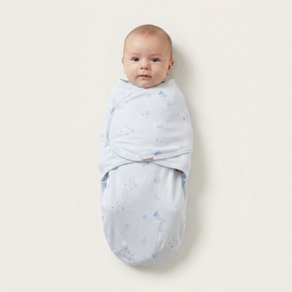 Mavi bebek kundak kumaş dokusu detayı