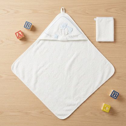 Caramell mavi bebek havlusu ve kese 82x90 cm