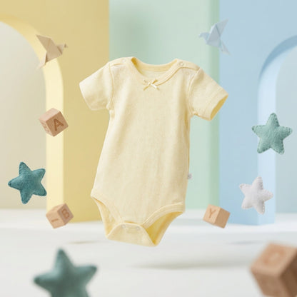 Caramell sarı kız bebek body %100 pamuklu önden görünüm
